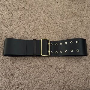 FRAME Black Leather Wide Belt